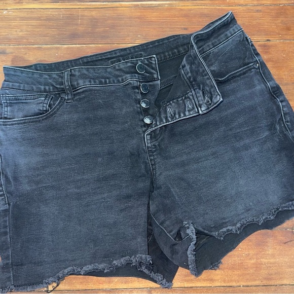 Maurices Black Jean Shorts with Frayed Hem - Picture 1 of 5